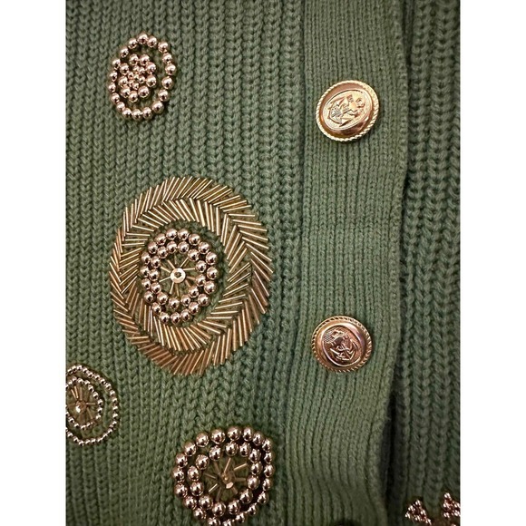 NWT VIVIEN FOREST Vintage 80s/90s Metallic Beaded  Cardigan Sweater - Medium - Picture 2 of 5